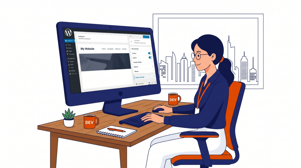 WordPress Website Development services in Cyber City, Gurgaon — illustration showing WordPress website development process